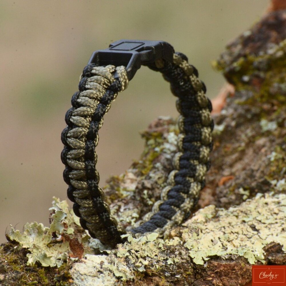 Men’s Black Khaki Paracord Bracelet – Fits 6"–6.25" Wrist Handmade USA (ID201)